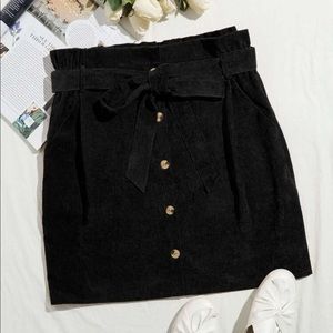 Plus Size Paper Bag Waist Corduroy Skirt